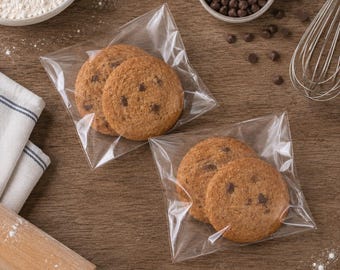 Clear Plastic Cookie Treat Bags - Self Adhesive Bags, 2 sizes - 25 per pack