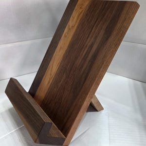 Wooden Cookbook Stand – Walnut & Cherry Recipe Book Holder – Folding Kitchen Tablet Stand – Modern Counter Decor – Gift for Home Chef image 4