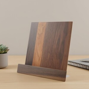 Wooden Cookbook Stand – Walnut & Cherry Recipe Book Holder – Folding Kitchen Tablet Stand – Modern Counter Decor – Gift for Home Chef image 9