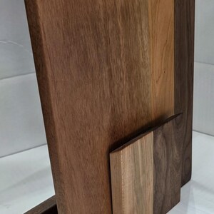 Wooden Cookbook Stand – Walnut & Cherry Recipe Book Holder – Folding Kitchen Tablet Stand – Modern Counter Decor – Gift for Home Chef image 14