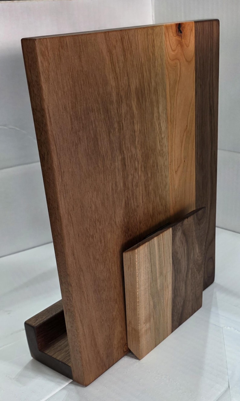 Wooden Cookbook Stand – Walnut & Cherry Recipe Book Holder – Folding Kitchen Tablet Stand – Modern Counter Decor – Gift for Home Chef image 14