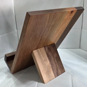 Wooden Cookbook Stand – Walnut & Cherry Recipe Book Holder – Folding Kitchen Tablet Stand – Modern Counter Decor – Gift for Home Chef image 13
