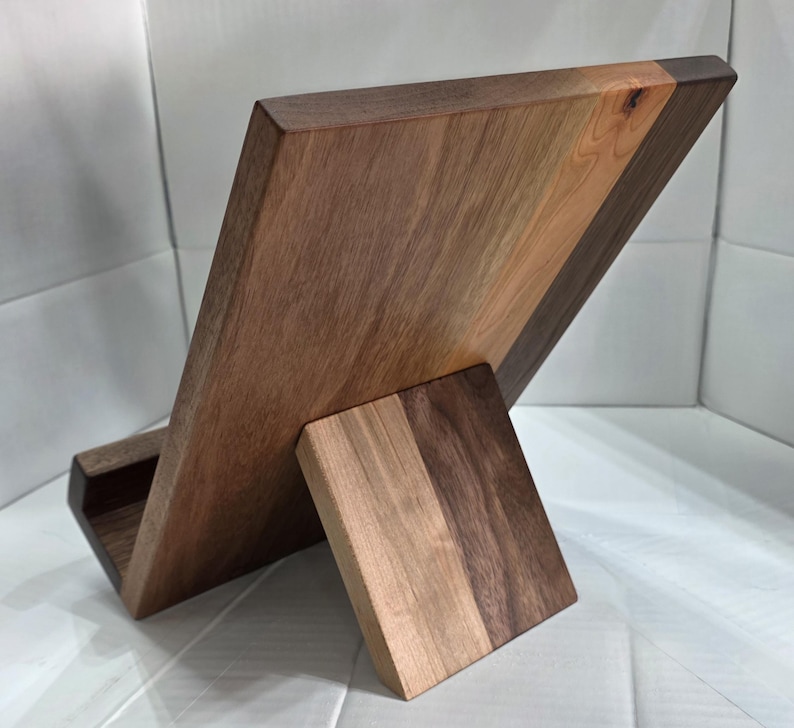Wooden Cookbook Stand – Walnut & Cherry Recipe Book Holder – Folding Kitchen Tablet Stand – Modern Counter Decor – Gift for Home Chef image 13