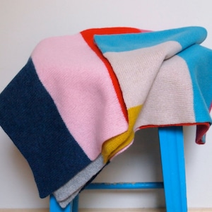 Knitted Lambswool 8 Stripes Blanket - Available In Three Sizes, Baby/Small, Medium,Large