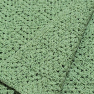 Spring Green Crocheted Squares Baby Blanket image 4