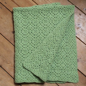 Spring Green Crocheted Squares Baby Blanket image 1