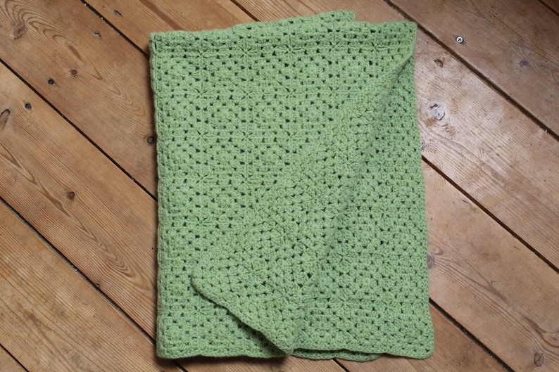 Spring Green Crocheted Squares Baby Blanket image 1