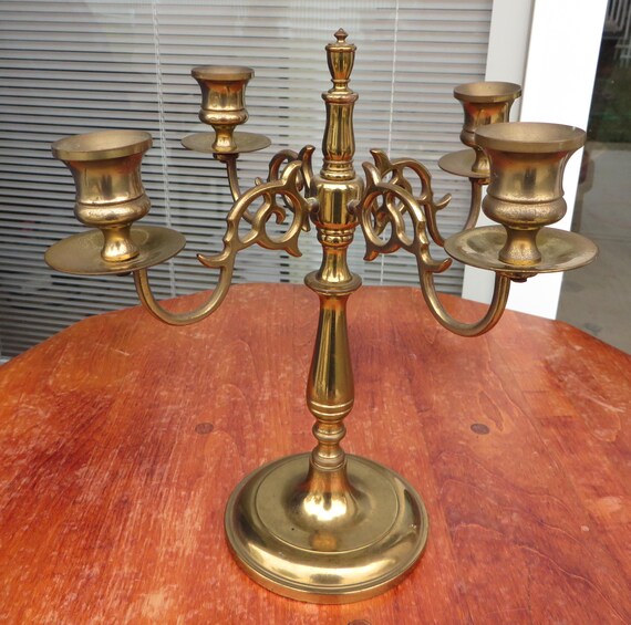 Vintage Brass Candelabra 4 arm 4 candle holders Gothic Etsy
