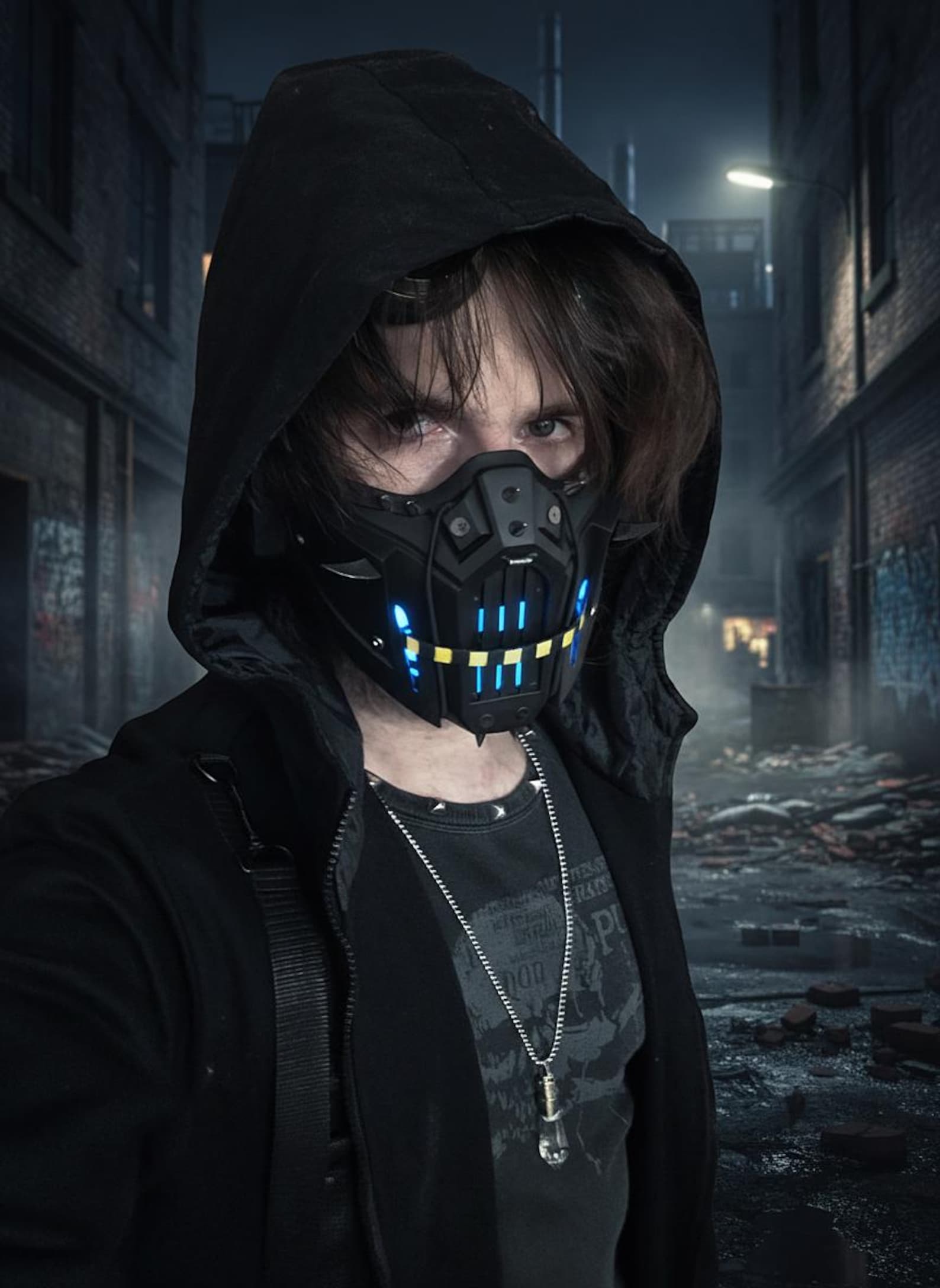 Cyberpunk Light up Mask: Futuristic Halfface Mask - Version 2 ...