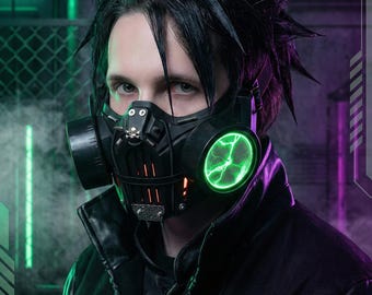 Maschera LED Extreme Cyber – Bocca luminosa reattiva alla voce + fulmini