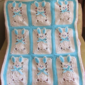 DIGITAL PDF Crochet Pattern EASTER Bunny Baby Blanket Pattern Crib, Stroller, Bassinet imagem 1