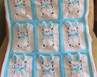 DIGITAL   PDF Crochet Pattern  - EASTER Bunny Baby Blanket Pattern  Crib, Stroller, Bassinet