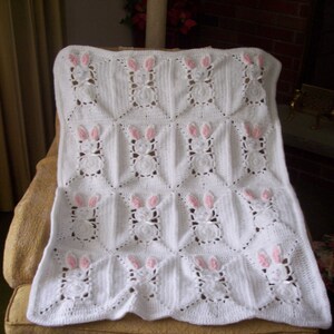 DIGITAL PDF Crochet Pattern EASTER Bunny Baby Blanket Pattern Crib, Stroller, Bassinet image 5