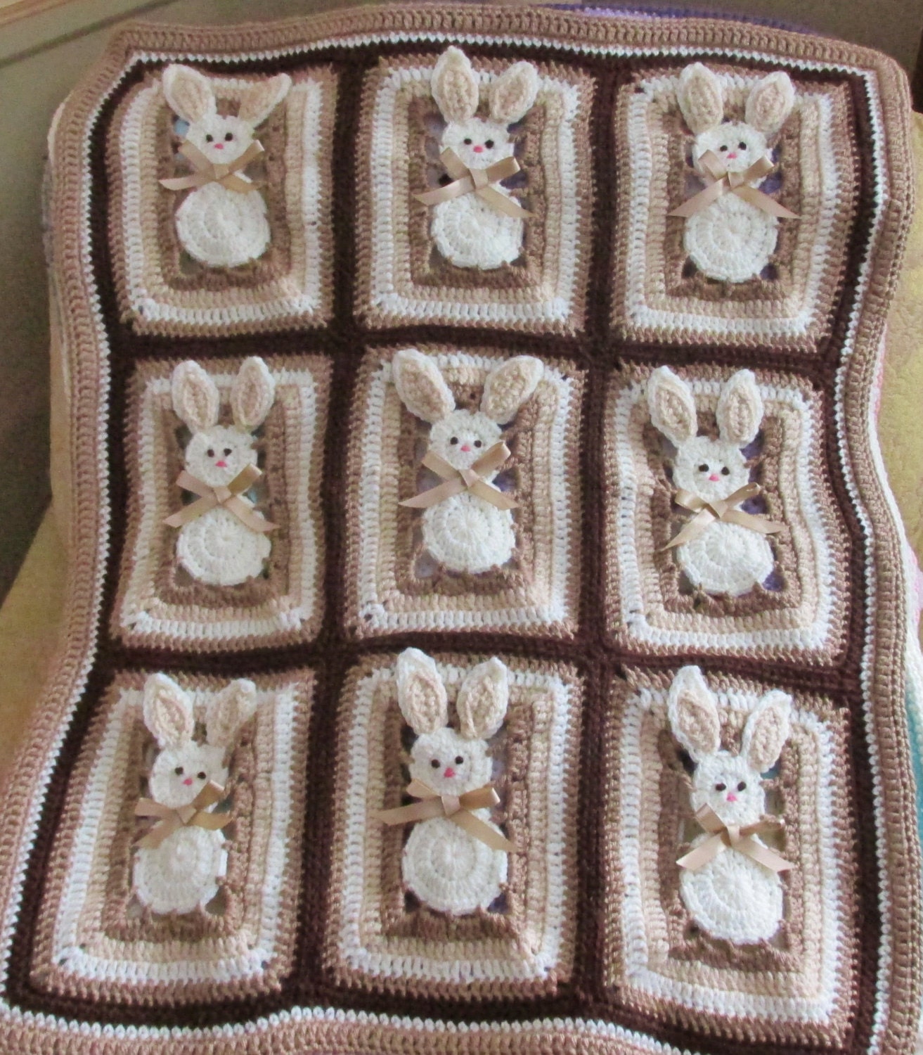 DIGITAL PDF Crochet Pattern - EASTER Bunny Baby Blanket Pattern Crib ...