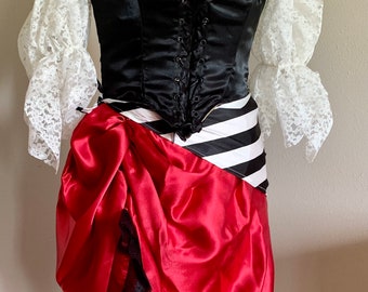 Sale! Rococo Pirate gothic red black steampunk corset 1700s 18th Century gown princess dress costume