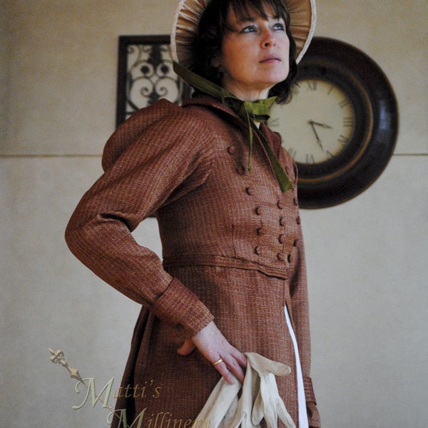 15% OFF Regency Jane Austen dress Spencer Jacket Pelisse Militia P & P Redingote in Terra Cotta