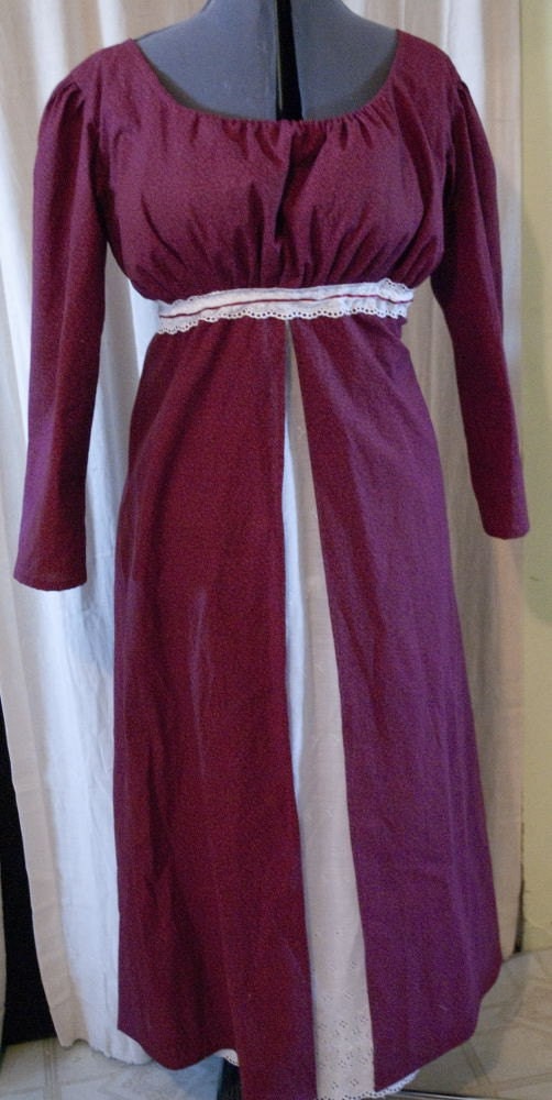 Two Color CUSTOM Regency Jane Austen Cotton Day Dress - Etsy