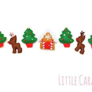 Christmas, enchanted christmas tree gingerbread house garland, handmade. Banner, decoration, garland, decor perfect on the wall or fireplace