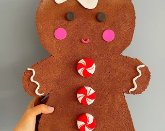 Gingerbread man nep bakken. Gigantische kerstdecoratie. Candyland-decor. Perfect nep kerstkoekje. Kerstdecoratie, oversized decs