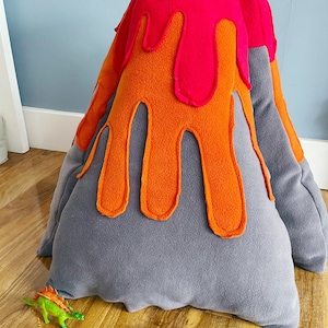Giant Volcano felt toy, dinosaur play, pretend play, playroom, boys room, girls room outdoor. Felt toy, sleepover teepee party