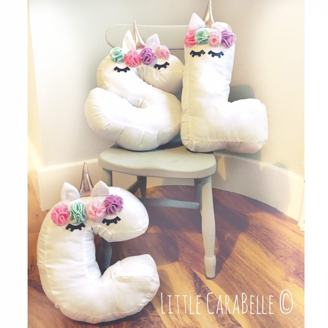 Unicorn letter store pillow
