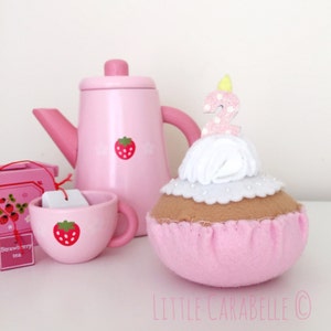 Felt Birthday Cupcake featuring celebration age in glitter candles - 2nd birthday handmade