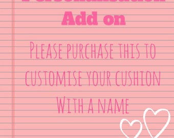Personalisation option for cushions / initials purchases. Add a name or word or even a sentence to any of my cushions or hanging initials