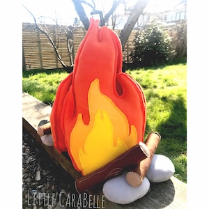 Sleepover campfire giant size, felt toy, logs and fire, stones, camping pretend play, playroom, boys room, girls room, bonfire outdoors,