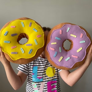 Doughnut cushion pillow. Iced cake style pillow. Candyland theme decor, donut. Kids room, nursery, sweet theme, child’s birthday gift, party