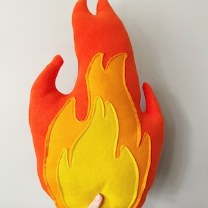 Flame cushion, camping, campfire, teepee pillow, playroom, boys room, girls room outdoor. Personalised camping gift, bonfire, wildlife