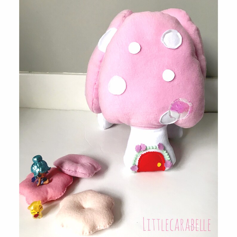 Fairy toadstool play set felt toy cushion pretend play outdoor magical play girls room boys room Felt toys playroom fairy garden