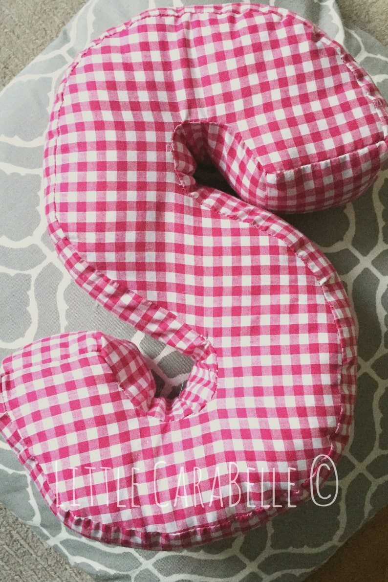 Personalised Initial letter cushion pillow. Soft gingham Etsy