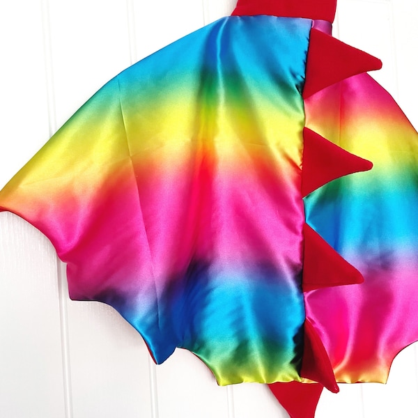 Rainbow Dinosaur dragon dress up cape. Perfect for dressing up. Kids room, nursery, girl gift, dinosaur theme, pretend play, costume, gift