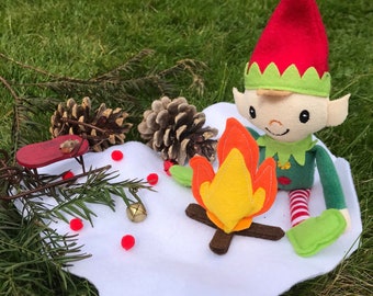Mini Campfire prop, logs and fire, elf camping. Shelf prop. Christmas elf arrival, Christmas fun, elf prop, miniature decoration doll house