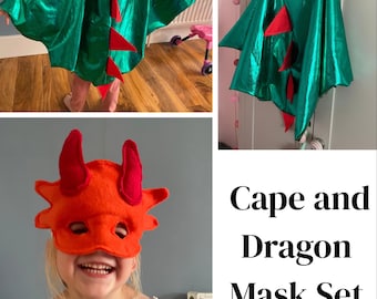 Capa y máscara de dinosaurio dragón. Ideal para cualquier pequeño fan de los dinosaurios. Conjunto de disfraz infantil, jurásico, alas de dinosaurio, juego de simulación, disfraz.