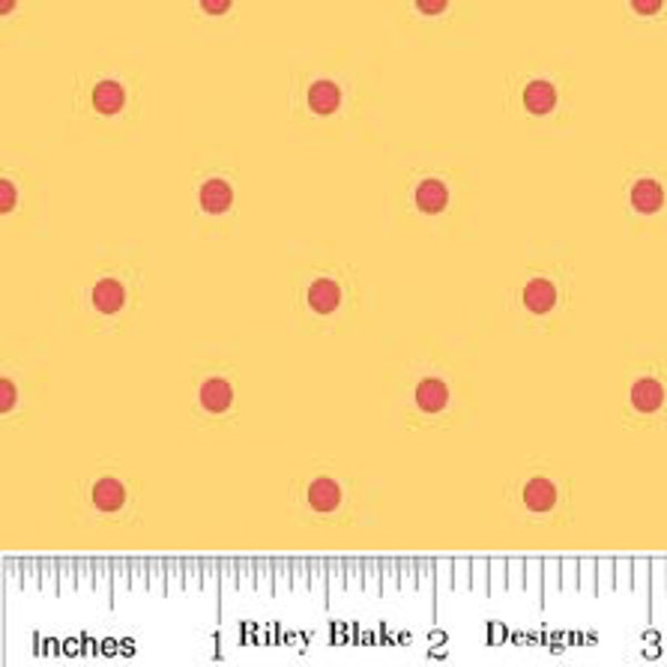 Riley Blake, DELIGHTED, The Quilted Fish, Polka Dot in Yellow, FAT QUARTER