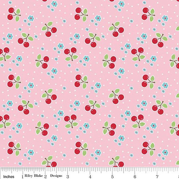 Riley Blake, Lori Holt, BAKE SALE, Cherries in Pink, 1/2 Yard