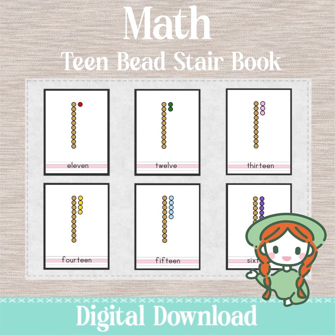 Montessori Teen BEAD STAIR 11 to 19 Book Math Printable PDF - Etsy