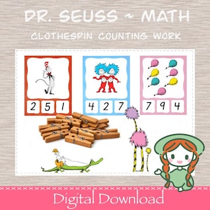 Montessori Dr Seuss Math Counting Clothespin Work