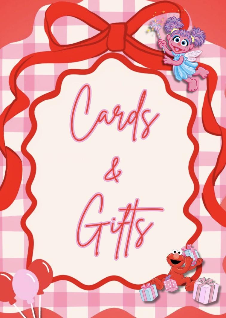 Girly Pink/red Elmo Inspired Welcome Sign + Cards & Gift Sign. Editable ...