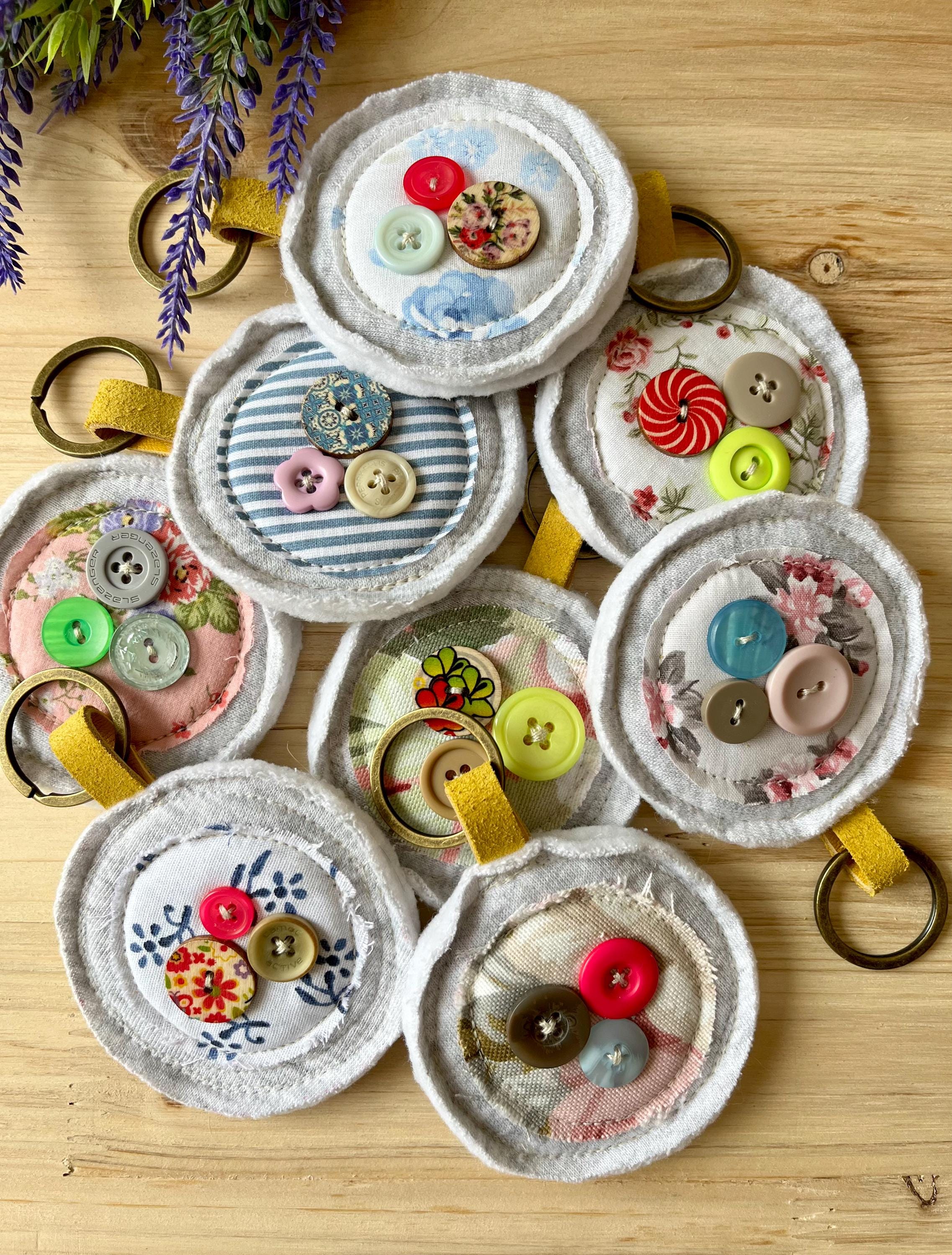 Round Shaped Keyring/upcycled Keychain/cotton Handmade Keyring/keychain ...