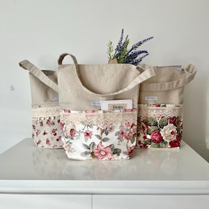 Sac à bandoulière fleuri pour tous les jours/ Cabas en coton fait main/Sac à main de travail naturel/Sac de week-end beige fabriqué à la main/Porte-monnaie pour femme à poignée supérieure/Cadeau pour