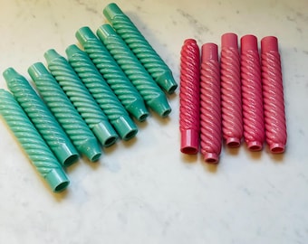 Opaline barley twisted candle sticks