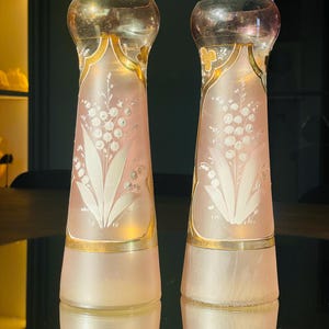 2 art nouveau hand painted vases Muguet
