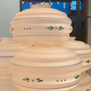 4 old pink hand-painted lampshades