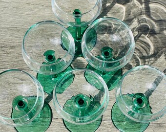 ライトグリーンの底を持つヴィンテージアルザスワイングラス6個 - Etsy