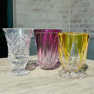 3 crystal vases Val Saint Lambert and Bohemian