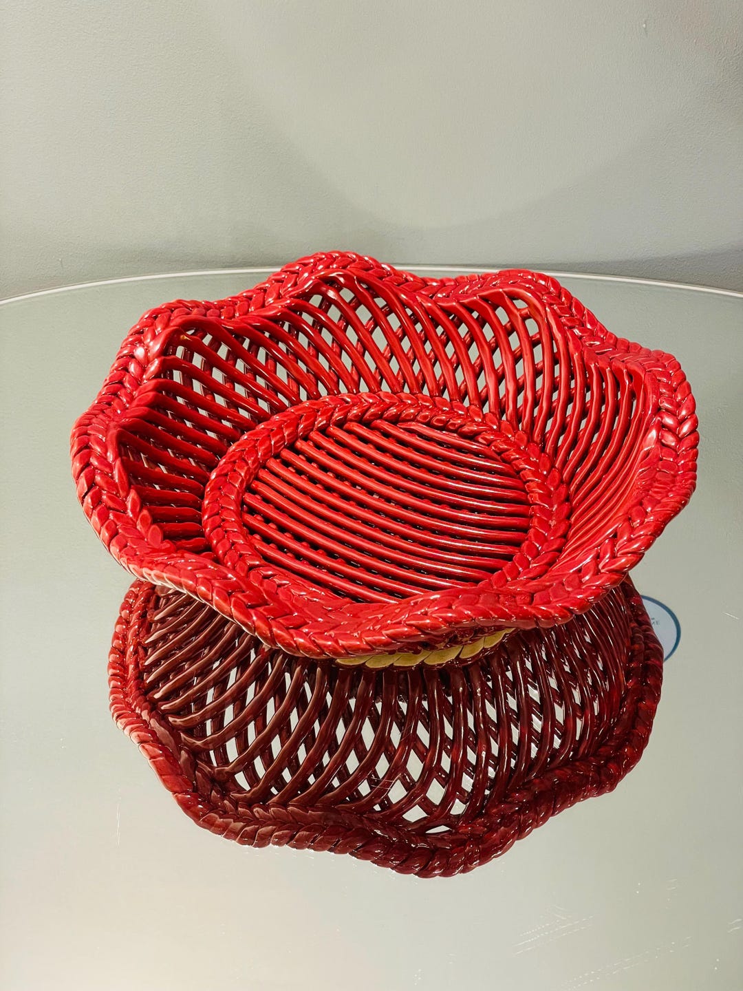 Sarreguemines France Red Ceramic Bowl - Etsy
