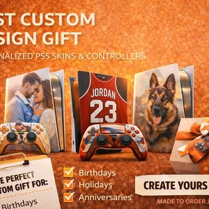 Personalisierte PS5 Skin – Designen Sie Ihre eigene PS5 Konsole und Controller Aufkleber – Personalisierte PS5 Disc Digital Slim Pro