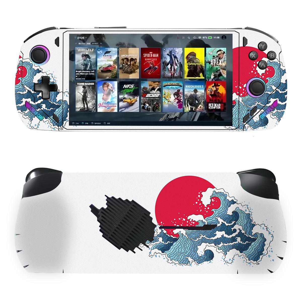 OneXPlayer Skin Wrap – Compatible with OneNotebook Aviator F1 and F1 Pro | Japanese Wave Red Sun Vinyl Console Decal Front and Back